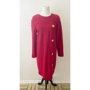 Vintage Steve Fabrikant Wool Dress Christmas Holidays Red